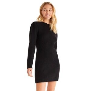 Z Supply Meredith Sweater Dress Black Ribbed XL Long Sleeve Cozy Minimalist Knit